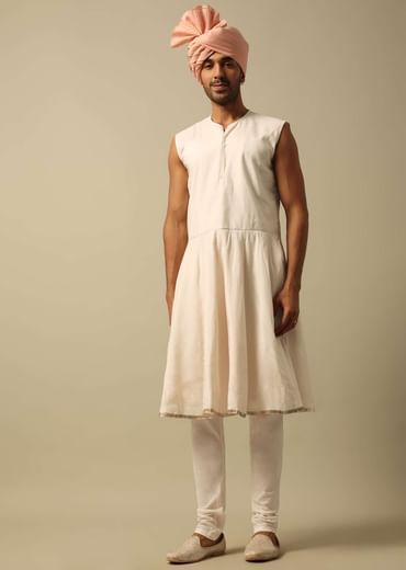 Timeless Peach Raw Silk Sherwani