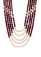 Traditional Maroon Red Beaded And Ivory Pearl Mala
