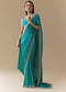 Turquoise Blue Embellished Saree with Unstitched Blouse