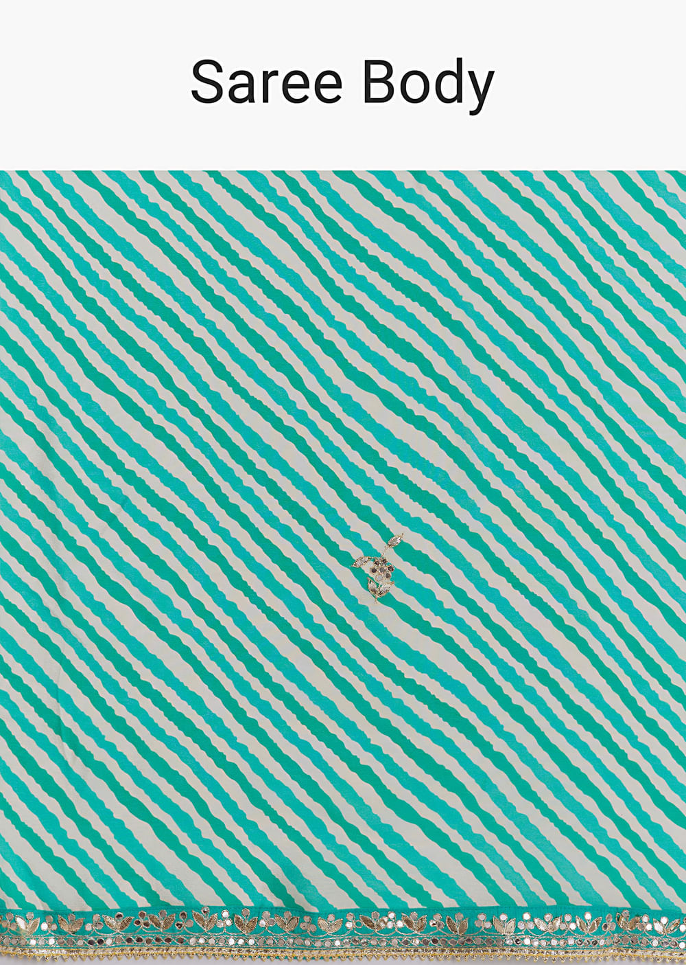 Turquoise Blue Chinon Saree With Leheriya And Gota Work