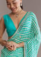Turquoise Blue Chinon Saree With Leheriya And Gota Work