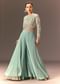 Turquoise Blue Raw Silk Hand Work Palazzo Suit