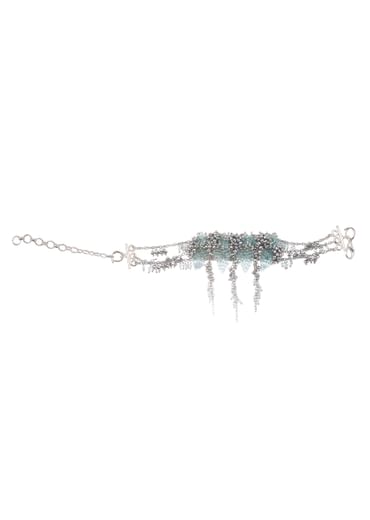 Turquoise Handcrafted Bracelet In Mix Metal