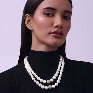 Two Layered Pearl Mala With A Zircon Bead In The Middle