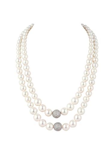 Two Layered Pearl Mala With A Zircon Bead In The Middle