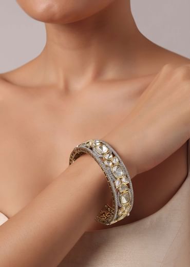 Two Tone Finish Bangle With Studded Kundan Polki
