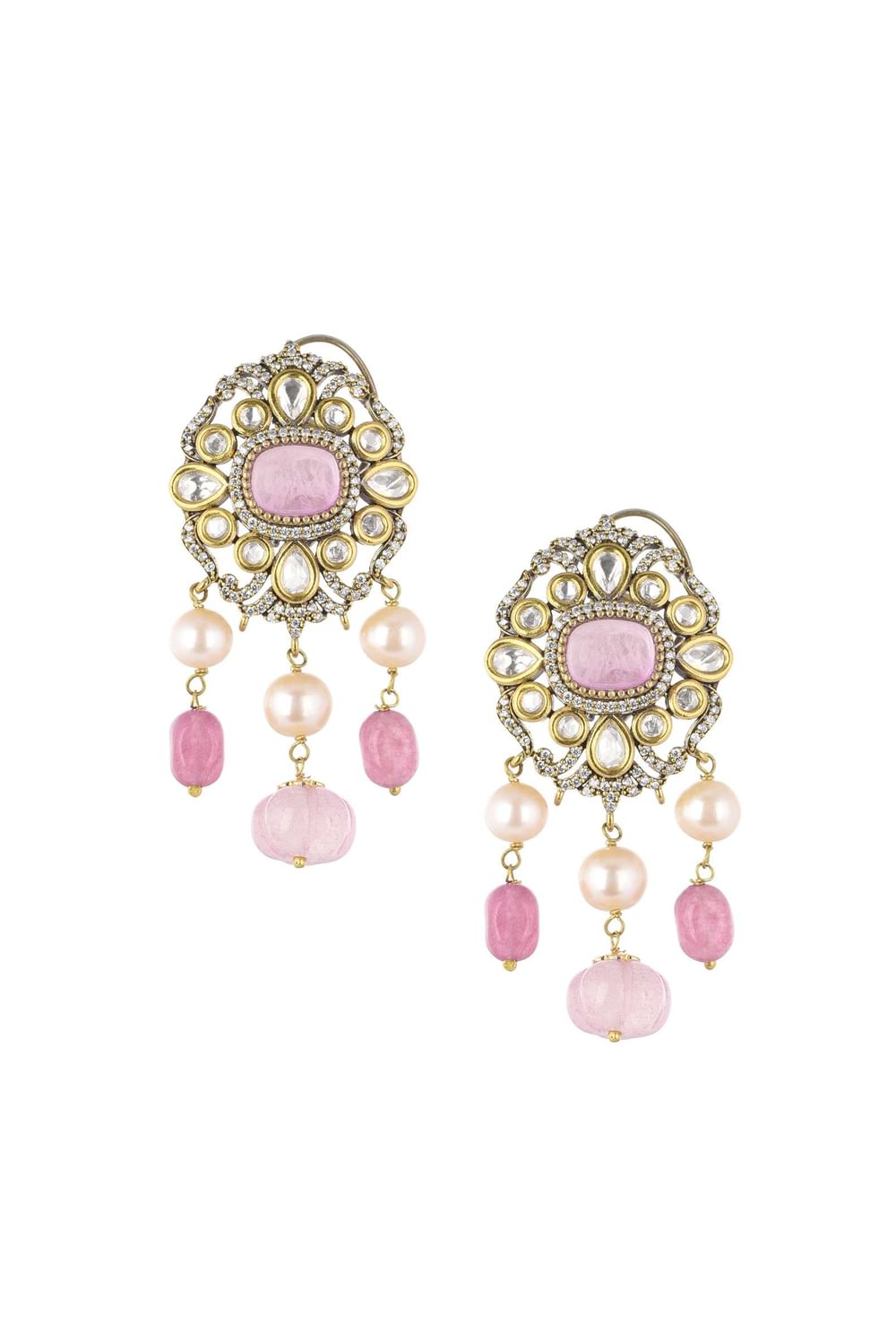 Two Tone Finish Kundan Choker Set In Mix Metal