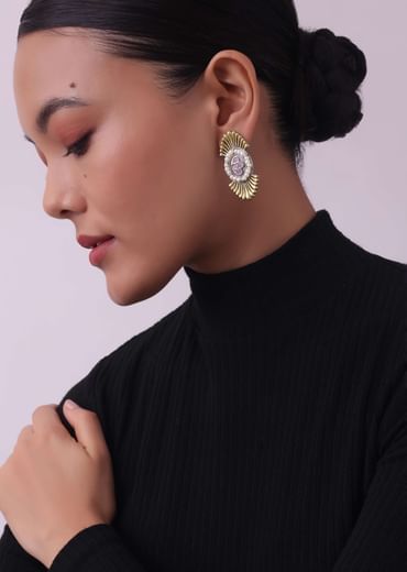Two Tone Finish Oxidised Long Necklace And Earring Set