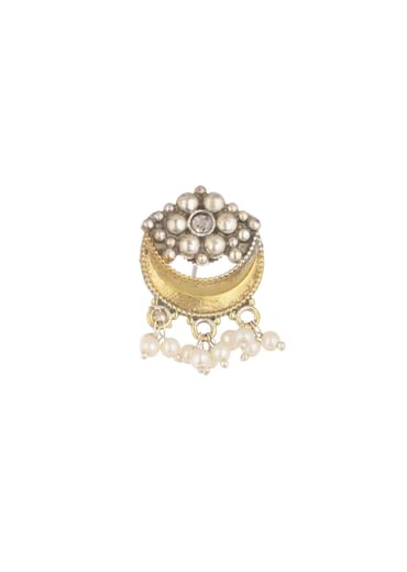 Two Tone Finish Oxidised Short Necklace And Earring Set