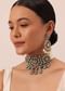 Two Tone Finish Victorian Polki Choker Set With Pearl Strings And Floral Motifs