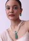 Two Tone Long Necklace And Earring Set With Synthetic Emerald Stones
