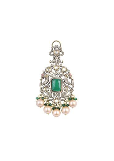 Two Tone Victorian Danglers With Polki Studs