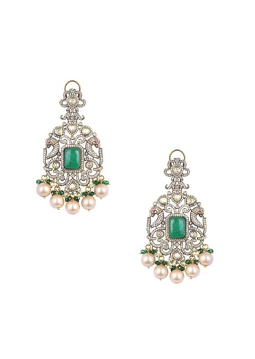 Two Tone Victorian Danglers With Polki Studs