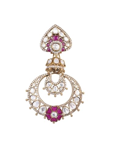 Two Tone Victorian Danglers With Studded Polki