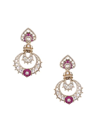 Two Tone Victorian Danglers With Studded Polki