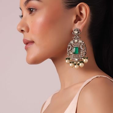 Two Tone Victorian Danglers With Polki Studs