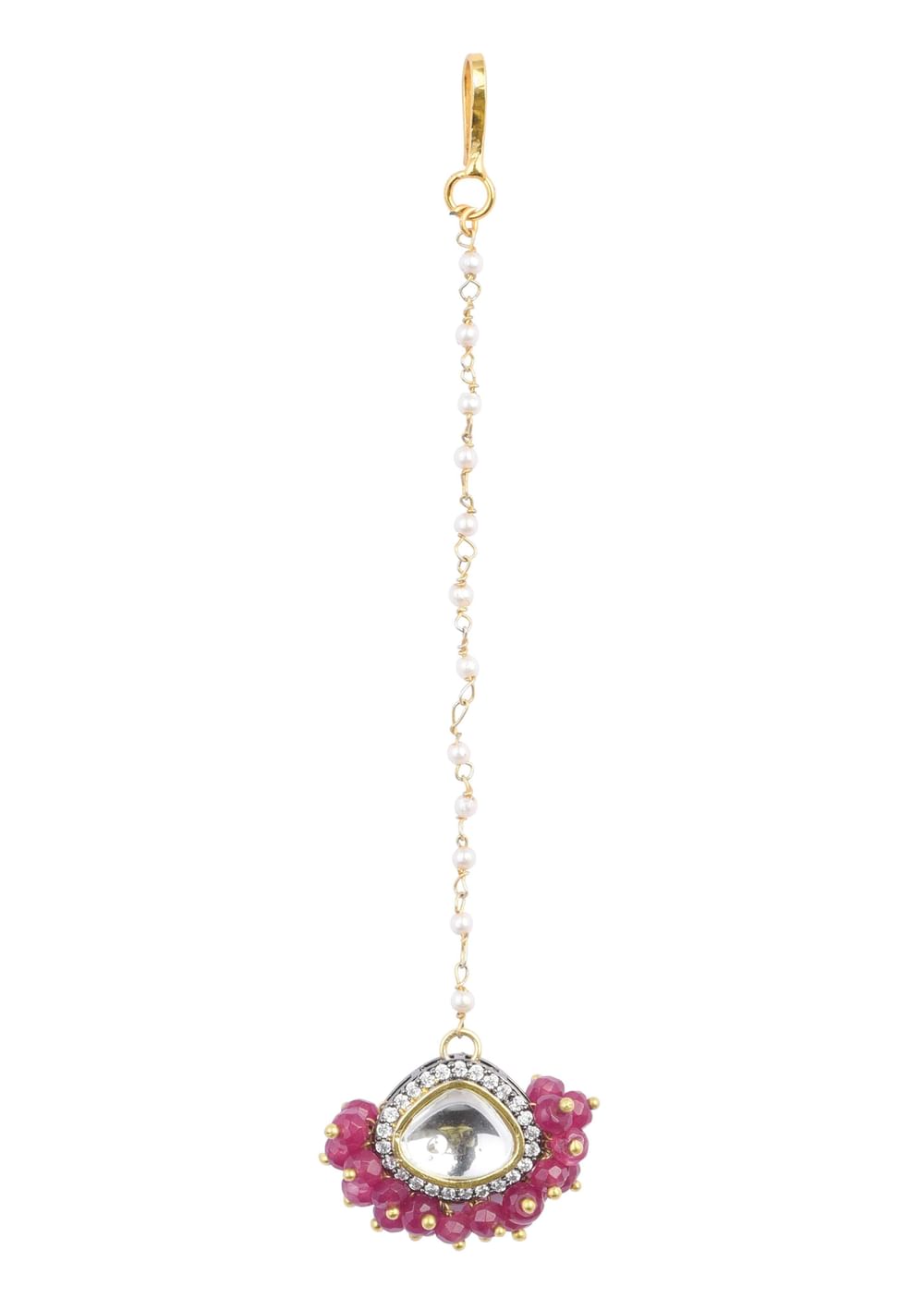 Two Tone Victorian Necklace Set With Mangtikka