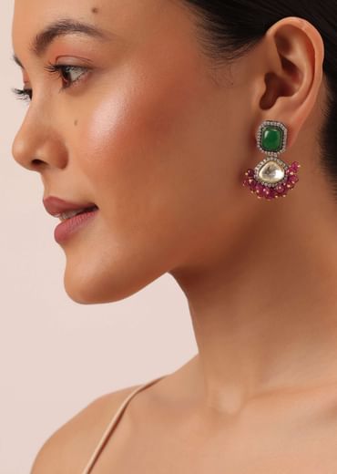Two Tone Victorian Necklace Set With Mangtikka