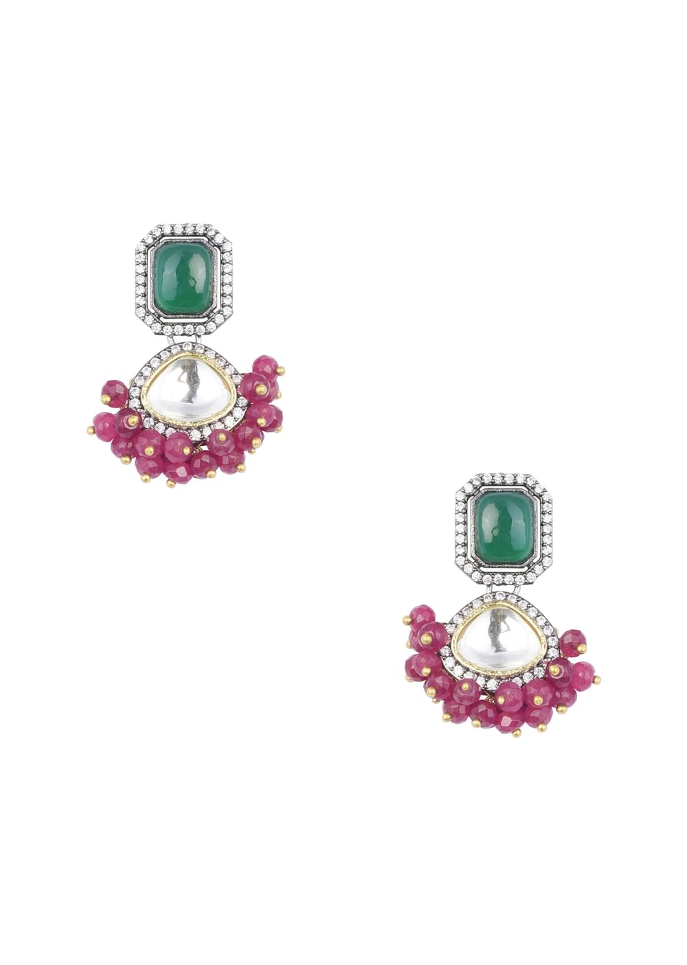 Two Tone Victorian Necklace Set With Mangtikka