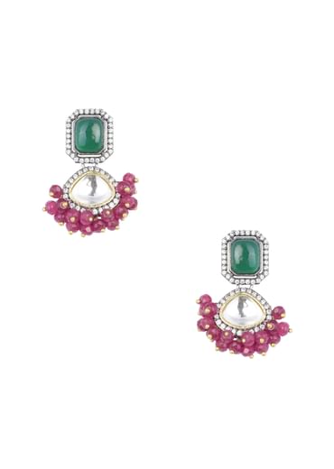 Two Tone Victorian Necklace Set With Mangtikka