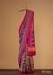 Hot Pink Handloom Double Ikat Patola Woven Saree In Linen With An Unstitched Blouse