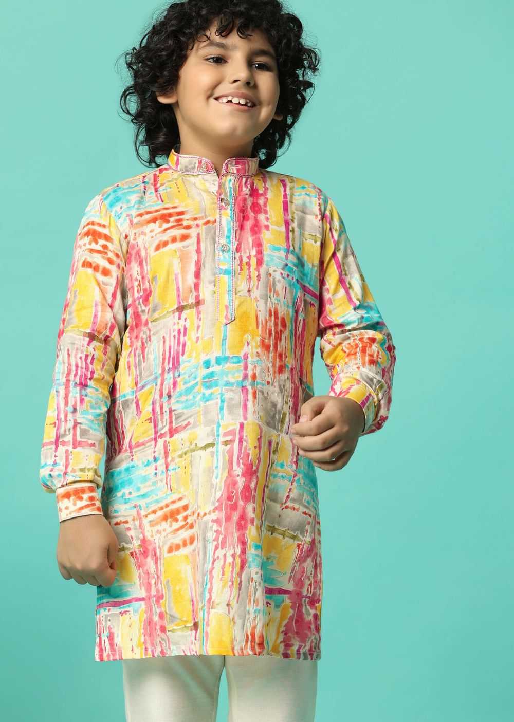Multi Color Vibrant Kurta Set For Boys