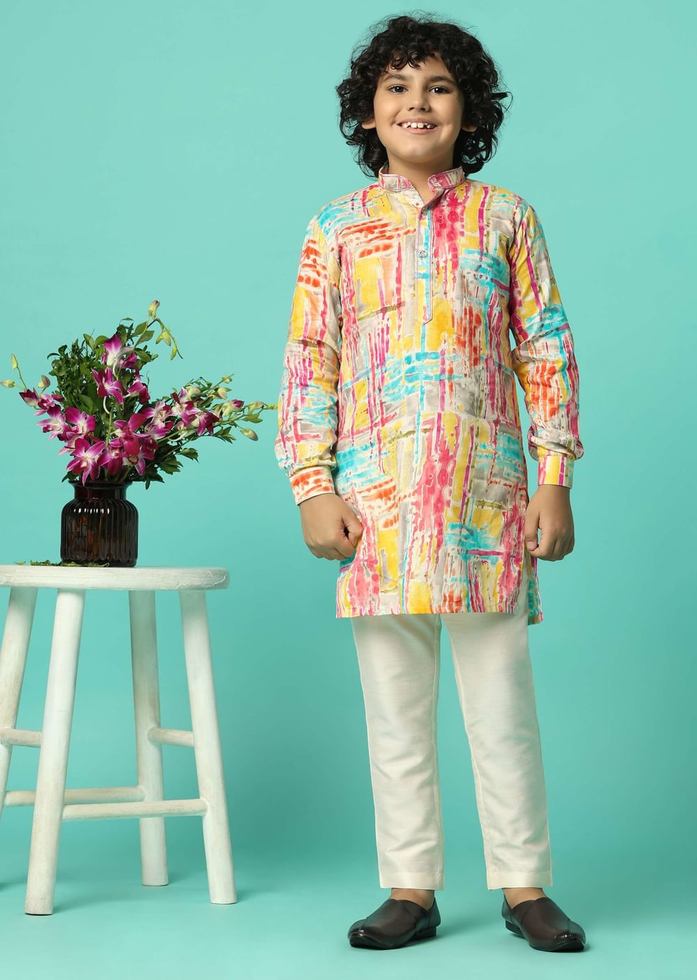Vibrant multi-color kurta set for boys
