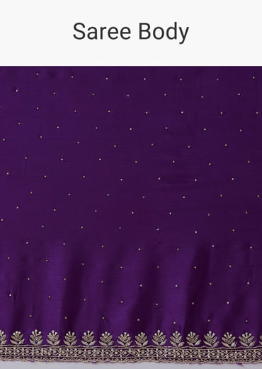 Violet Stone Embellished Saree with Unstitched Blouse