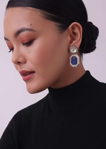 Violet Jadau Choker And Earring Set In Gold Finish With Stones