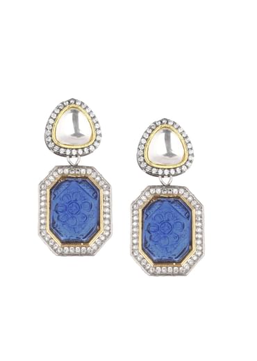 Violet Jadau Choker And Earring Set In Gold Finish With Stones