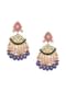 Violet Kundan Danglers With Tiered Multicolor Bead Drops