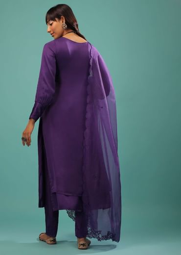 Mauve Purple Purple A Line Suit Made With Bemberg Satin