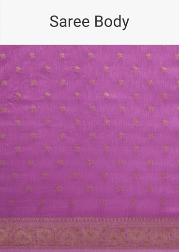 Violet Tissue Silk Saree With Butti Work And Chanderi Zari Border