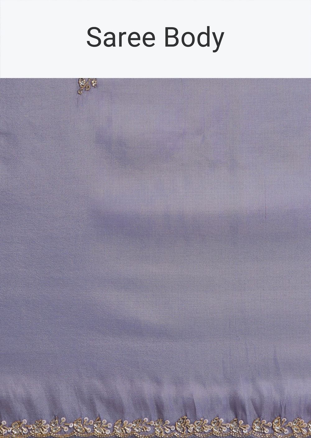 Violet Tissue Silk Saree With Cutdana And Sequin Embroidered Border