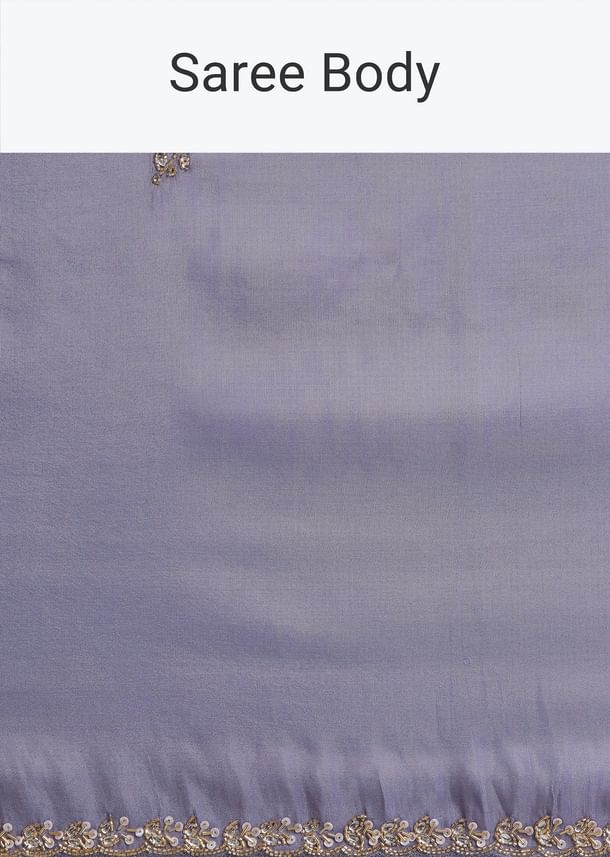 Violet Tissue Silk Saree With Cutdana And Sequin Embroidered Border