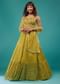 Lime Green Embroidered Lehenga Set In Chinon
