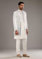 White And Blue Silk Groomsman Sherwani With Mirror Work