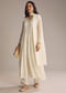 White Chinon Anarkali Suit With Cutdana And Sequins Work