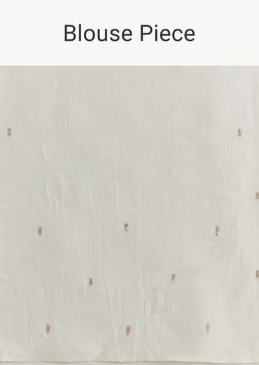 White Crepe Tissue Saree With Moti Beads And Cutdana Embroidery