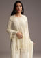 White Organza Kurta Set With Moti Work