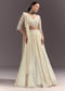 White Rushed Lehenga Set With Cape Dupatta