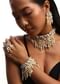 White And Gold Handcrafted Choker Necklace Set In Mix Metal