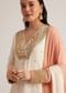 White and Peach Ombre Embroidered Suit