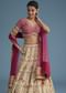 White And Pink Crepe Lehenga Set With Sequins And Cut Dana Work