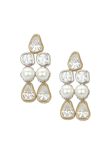 White Choker Set With Polki And Pearls