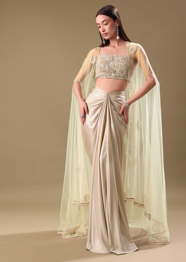 White Drape Skirt Set With Jacket White Drape Skirt Set With Jacket