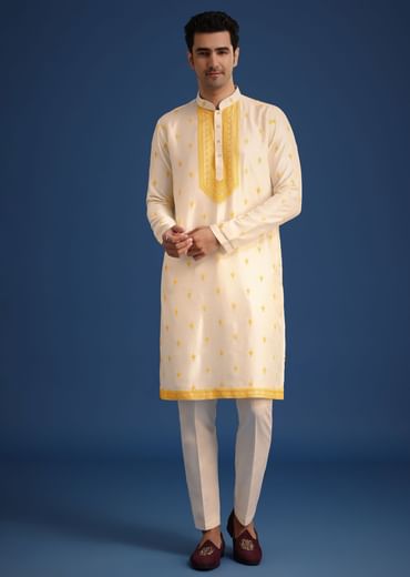 White Embroidered Jacket and Kurta Set With Dupatta