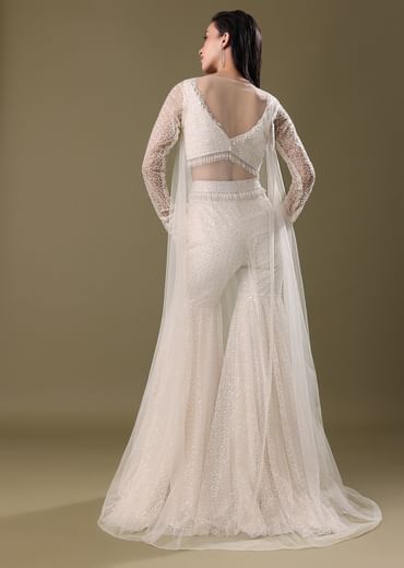 White Embroidered Sharara And Jacket