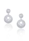 White Finish Long Earrings In A Modern Geometric Design With Faux Diamonds By Aster