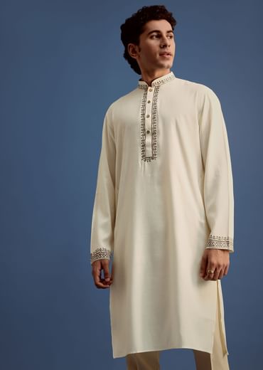 White Floral Block Printed Kurta Set